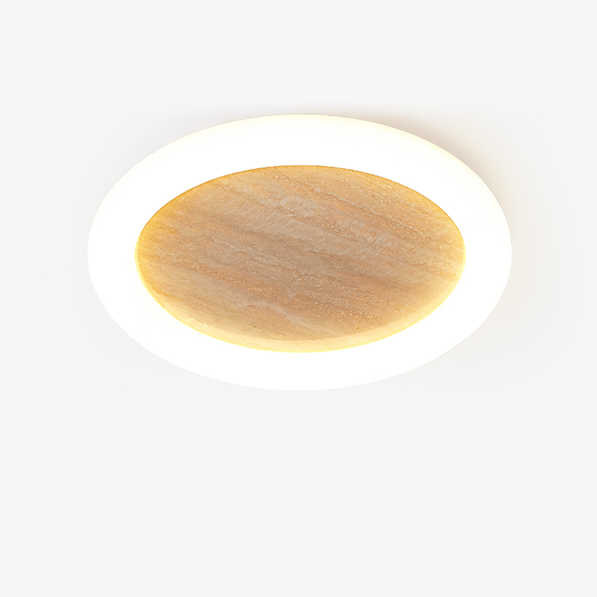Kaia Minimal Yellow Travertine Halo Ceiling Light