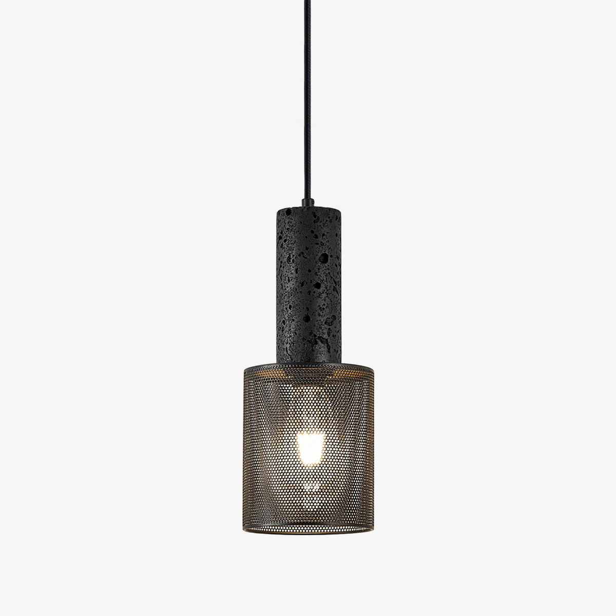 Mona Black Travertine Metal Mesh Pendant Lamp