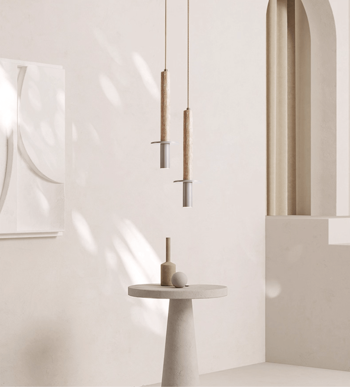 Wren Slim Yellow Travertine Pendant Lamp