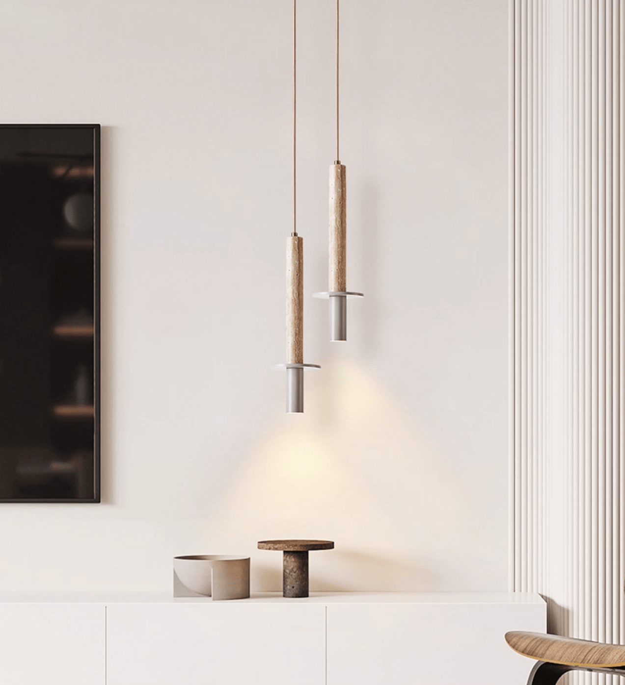 Wren Slim Yellow Travertine Pendant Lamp