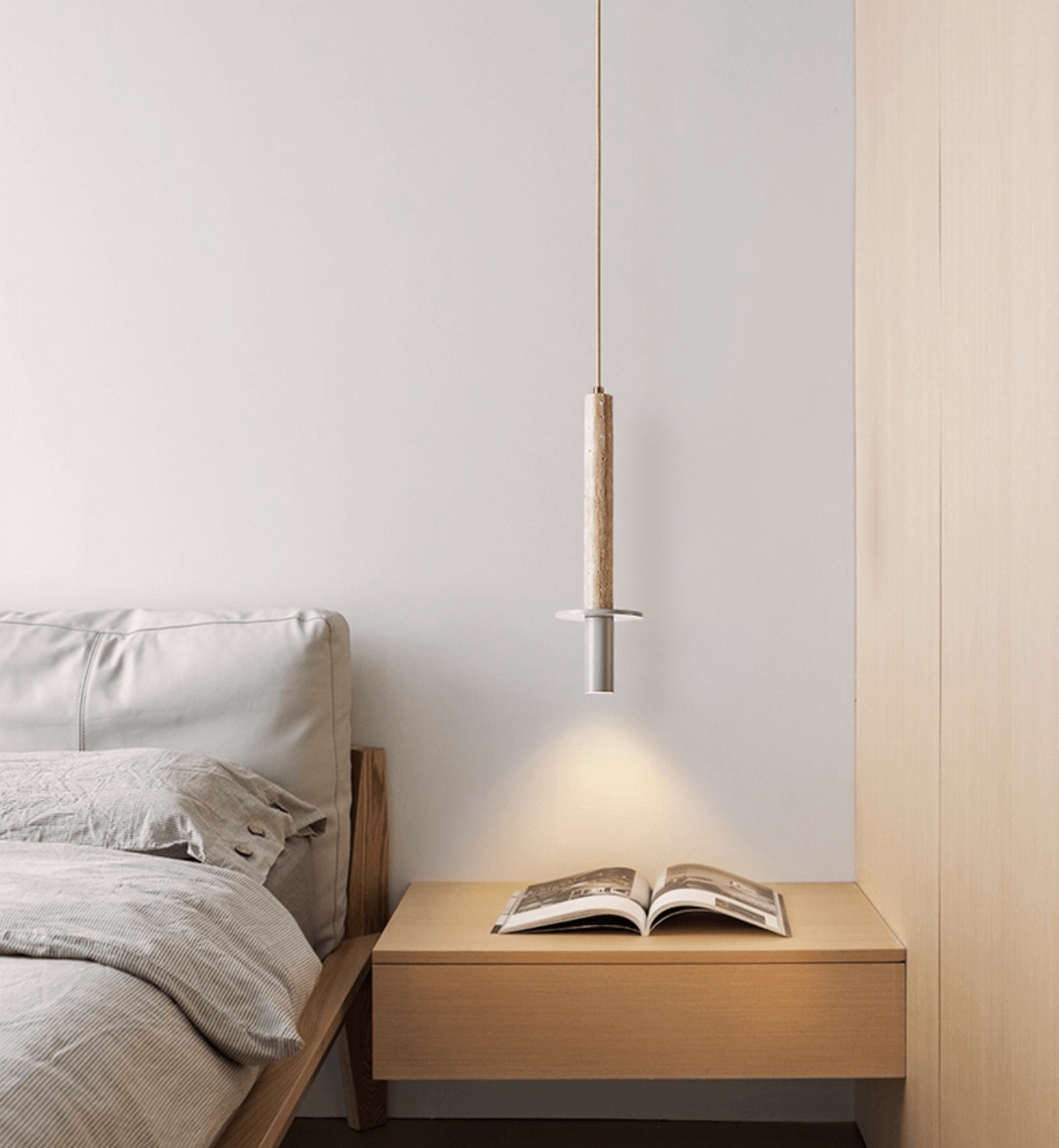 Wren Slim Yellow Travertine Pendant Lamp