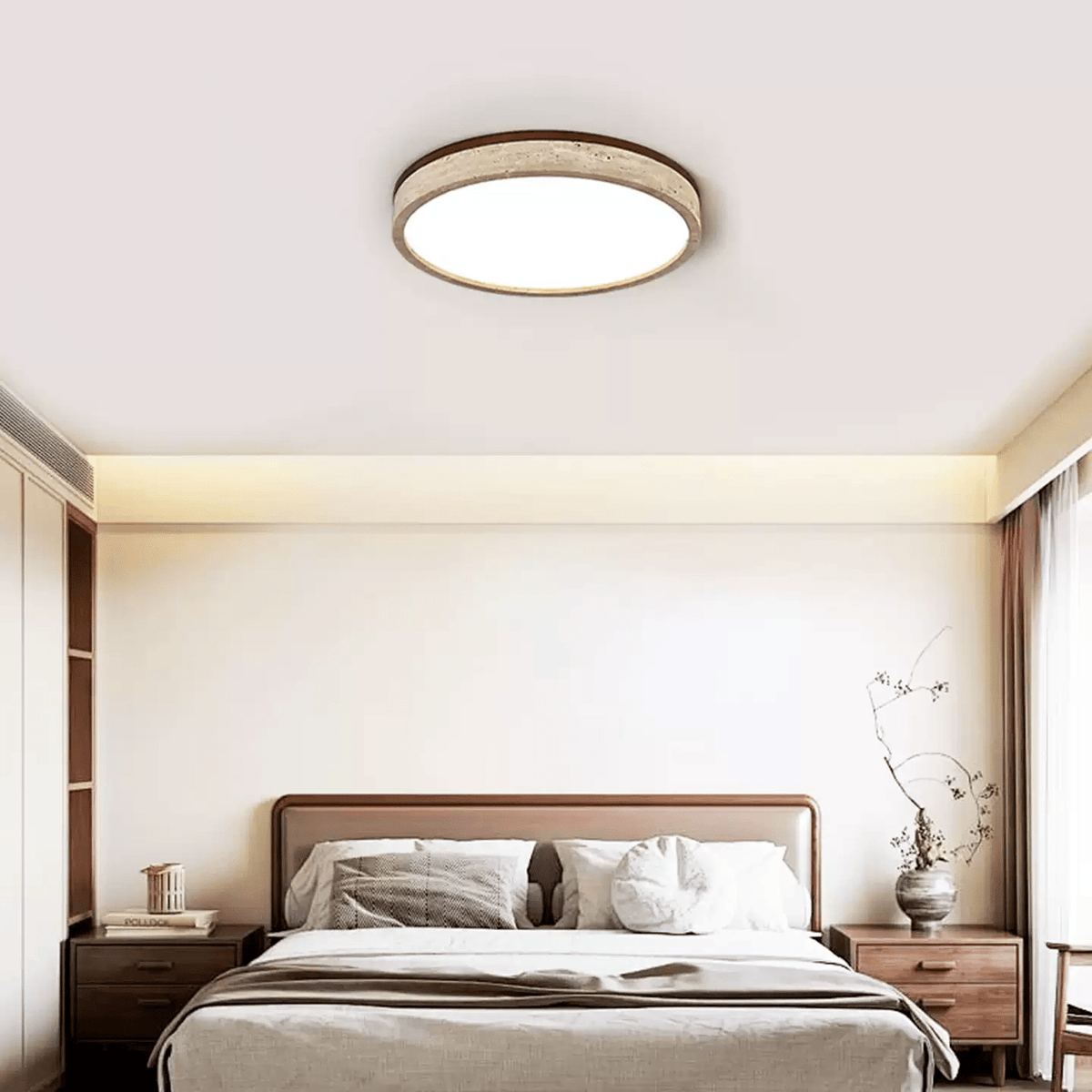 Xoan Glowly Travertine Halo Round Ceiling Lamp