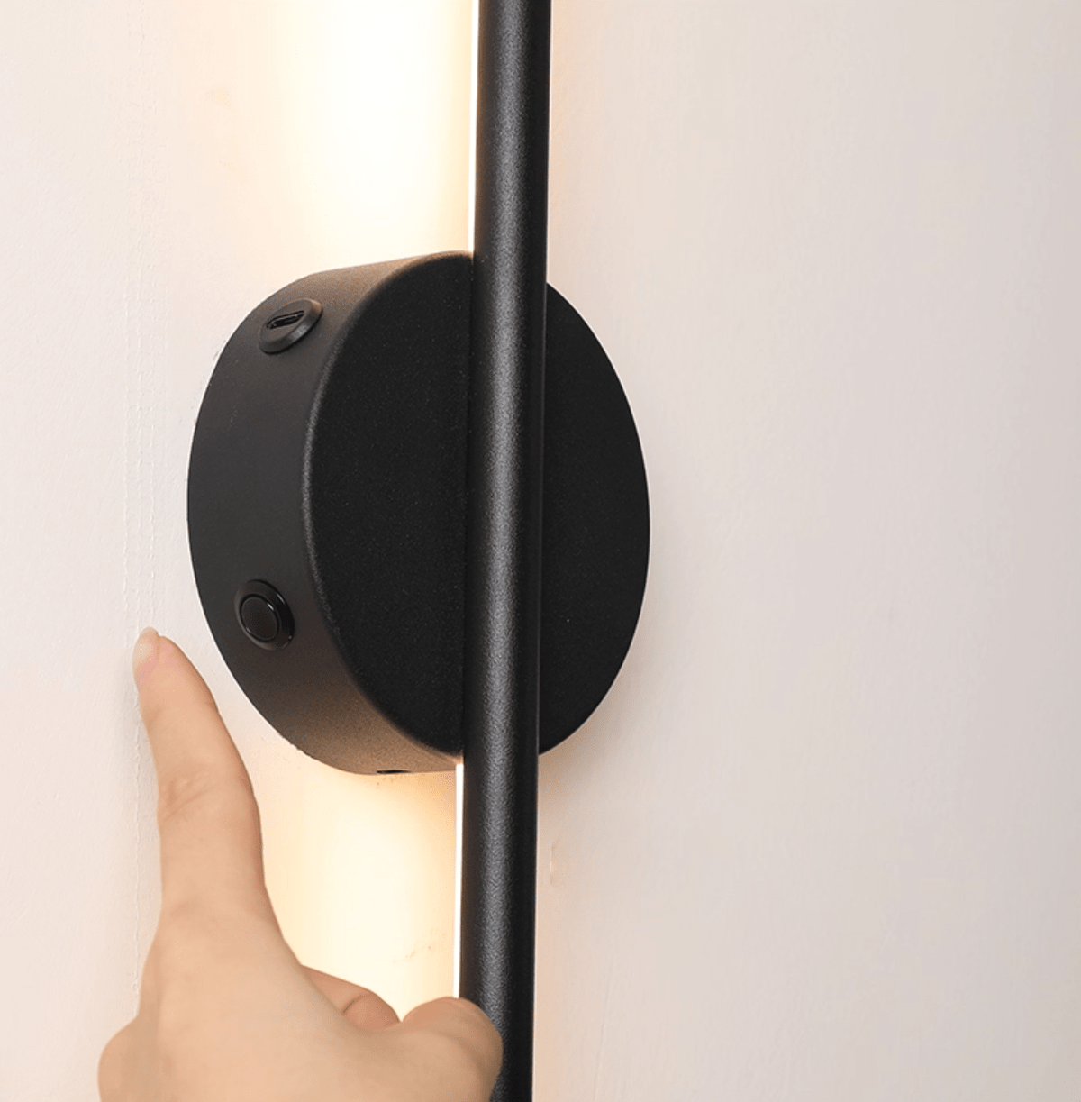 Fral Black Sleek Cordless Rechargeable Wall Lamp