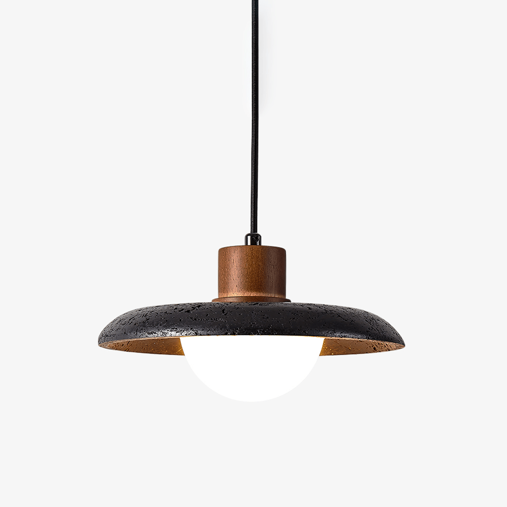 Zenk Black Travertine Dome Pendant Lamp
