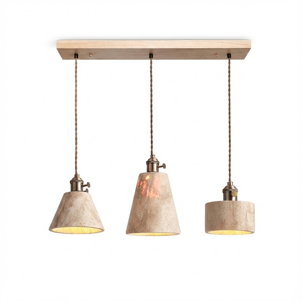Ralv Minimalist Yellow Travertine Pendant Light Set
