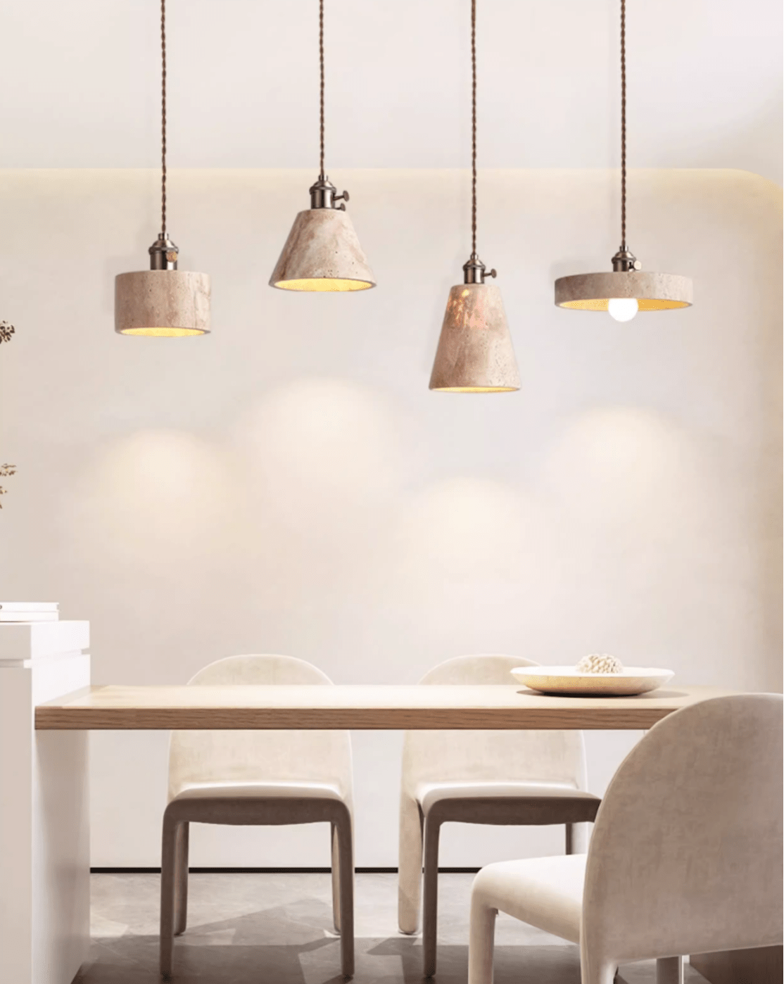 Ralv Minimalist Yellow Travertine Pendant Light Set