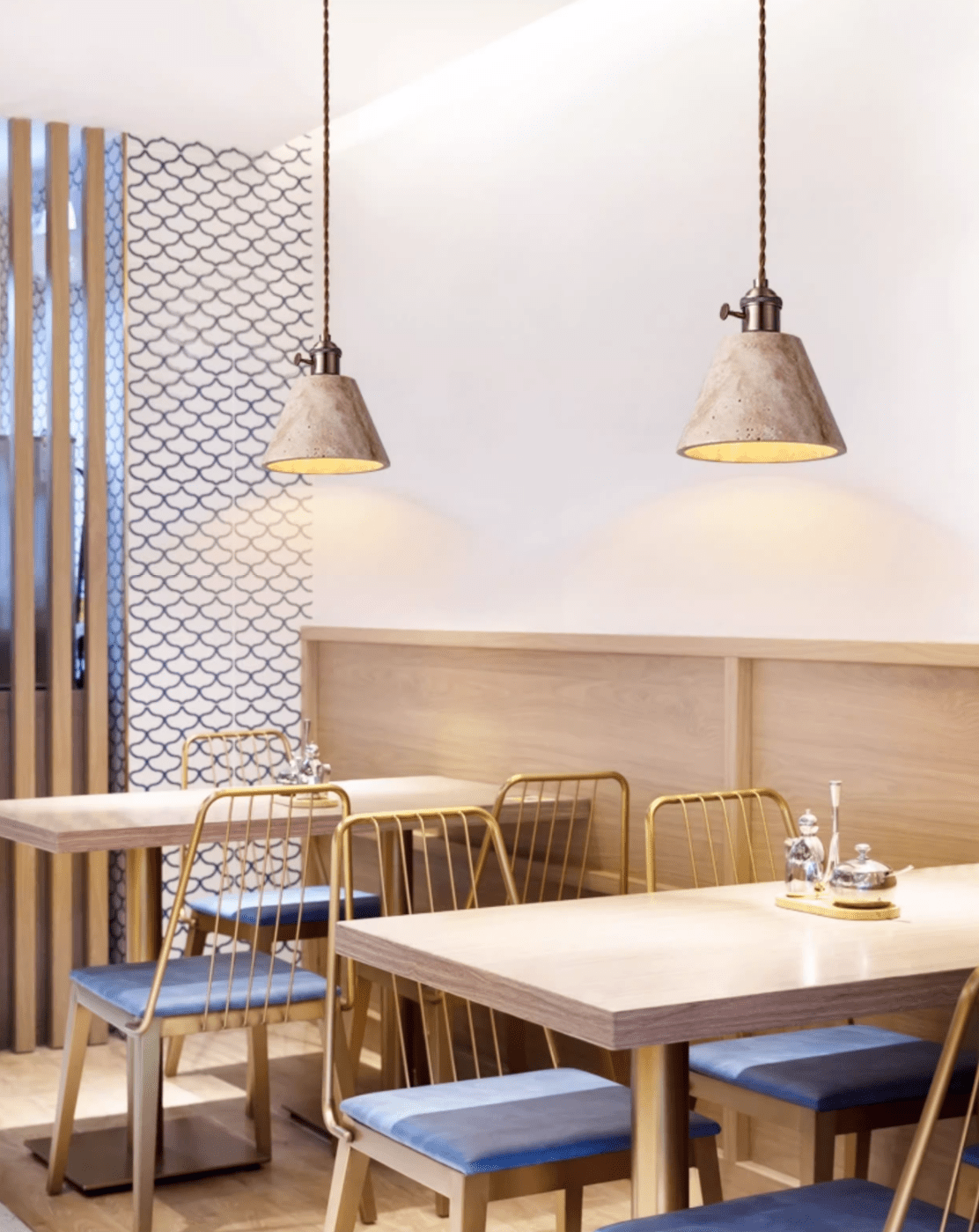Ralv Minimalist Yellow Travertine Pendant Light Set