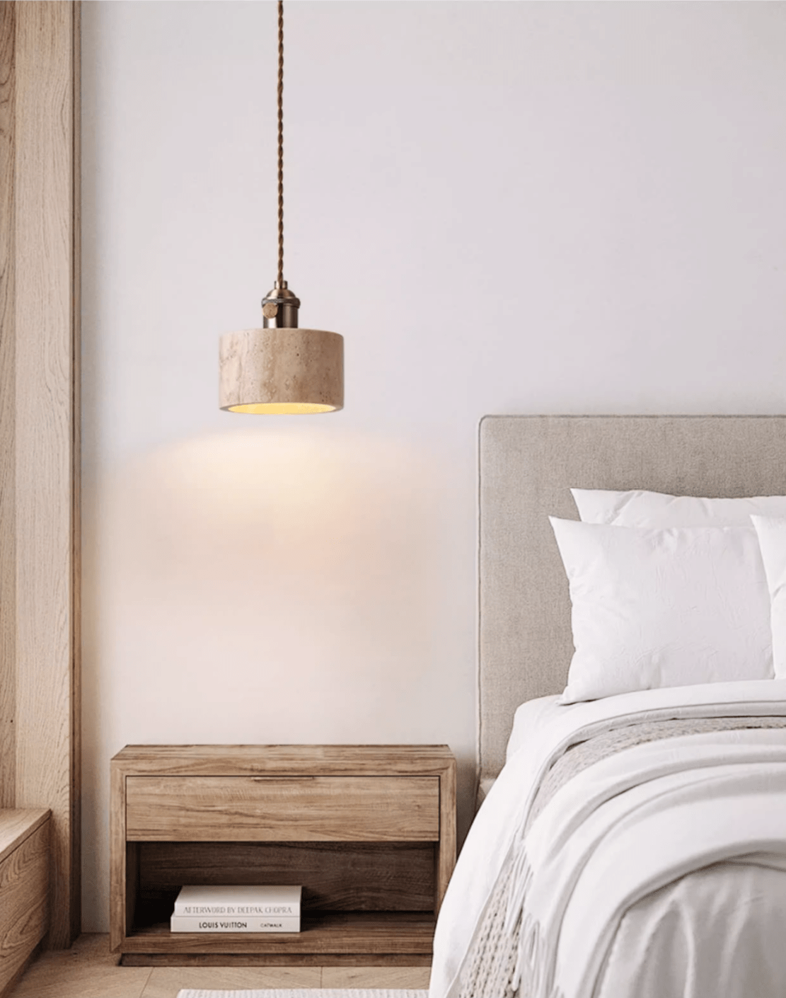 Ralv Minimalist Yellow Travertine Pendant Light Set
