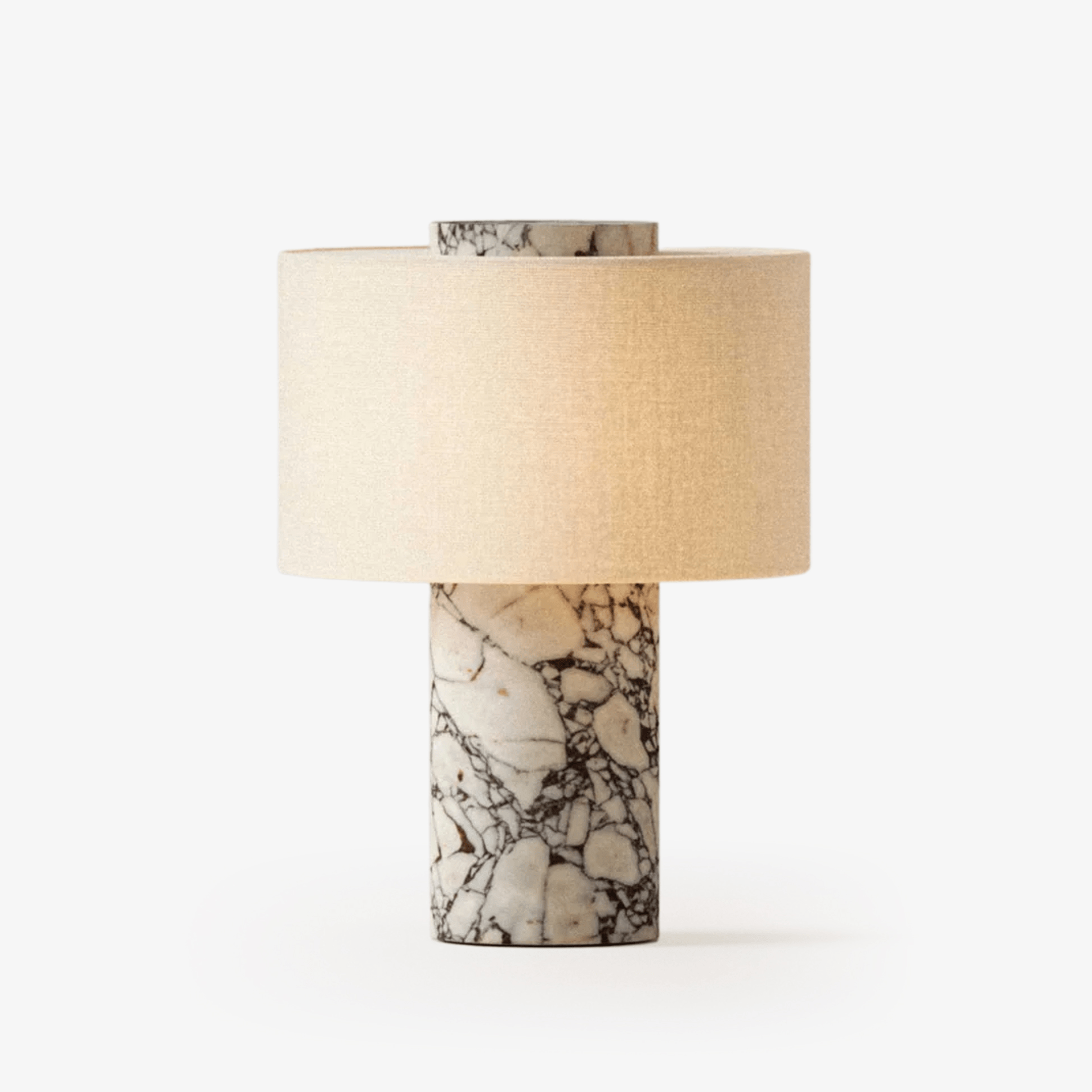 Kalvy Cylindrical Travertine Marble Table Lamp