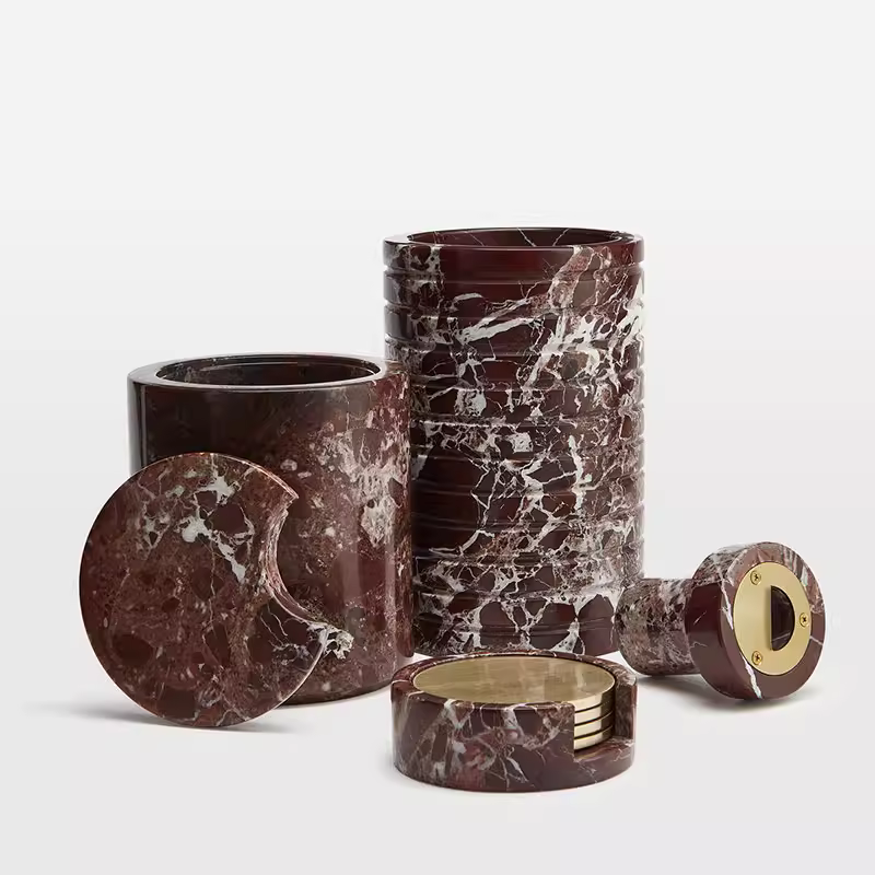 Hemzi Rosso Levanto Marble Vessel Sculptural Natural Stone High-end Decor