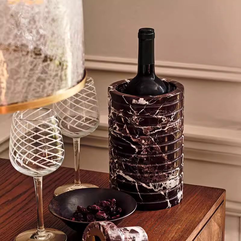 Hemzi Rosso Levanto Marble Vessel Sculptural Natural Stone High-end Decor