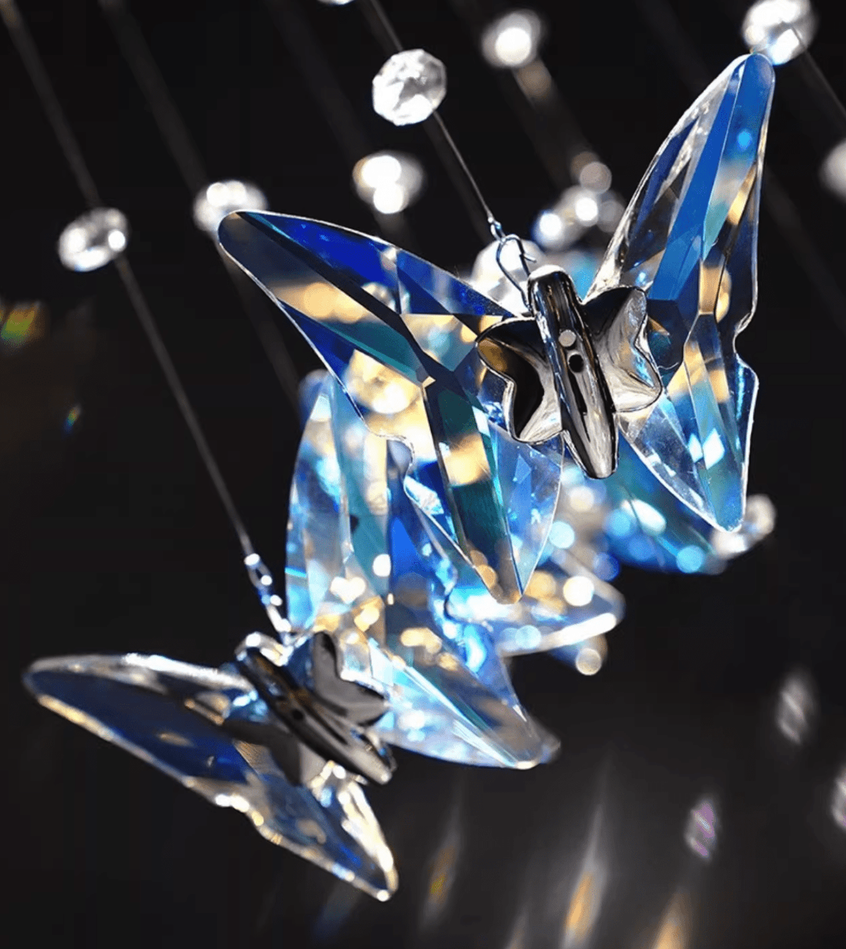 Volans Butterfly Crystal Glass Chandelier