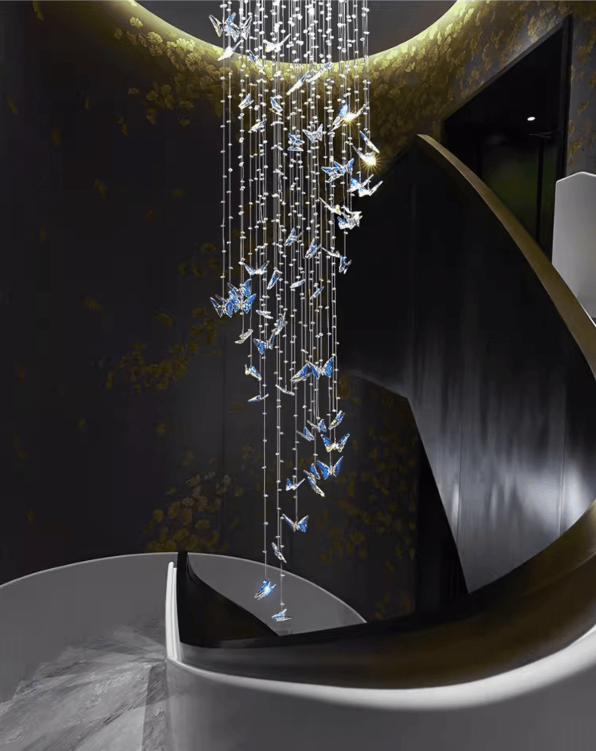 Volans Butterfly Crystal Glass Chandelier