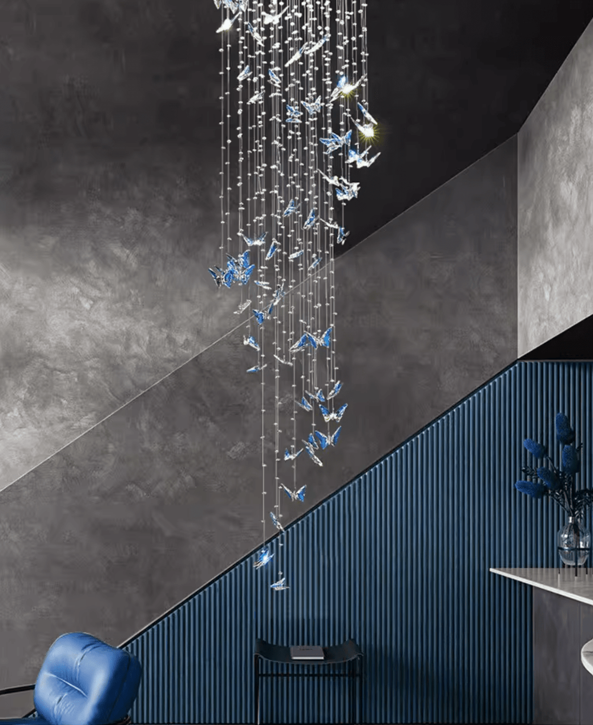 Volans Butterfly Crystal Glass Chandelier