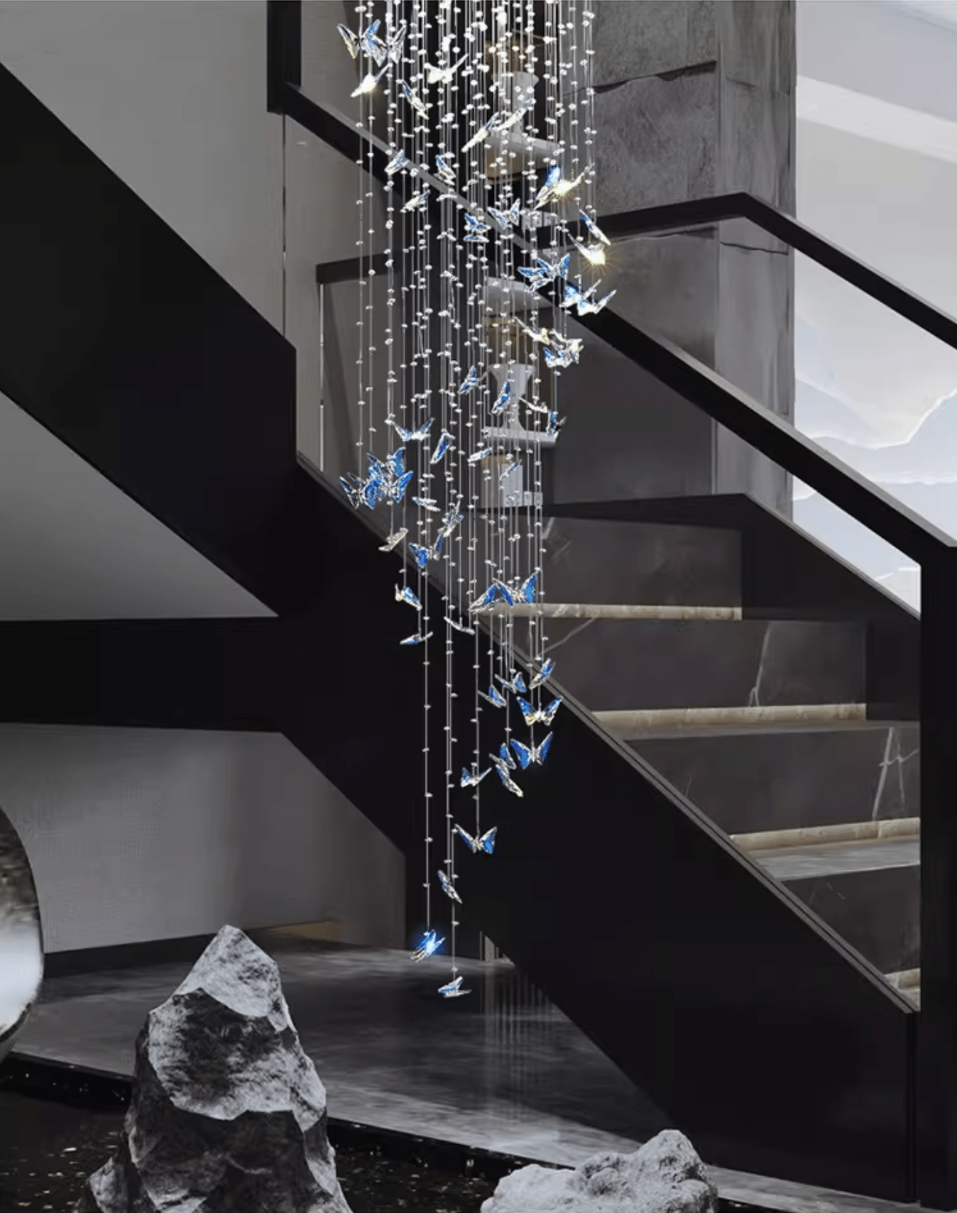 Volans Butterfly Crystal Glass Chandelier
