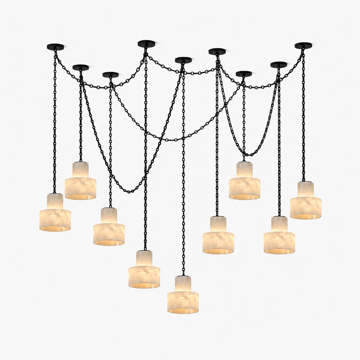 Leocadie Multi-Tier Chain Drum Pendant Lamp