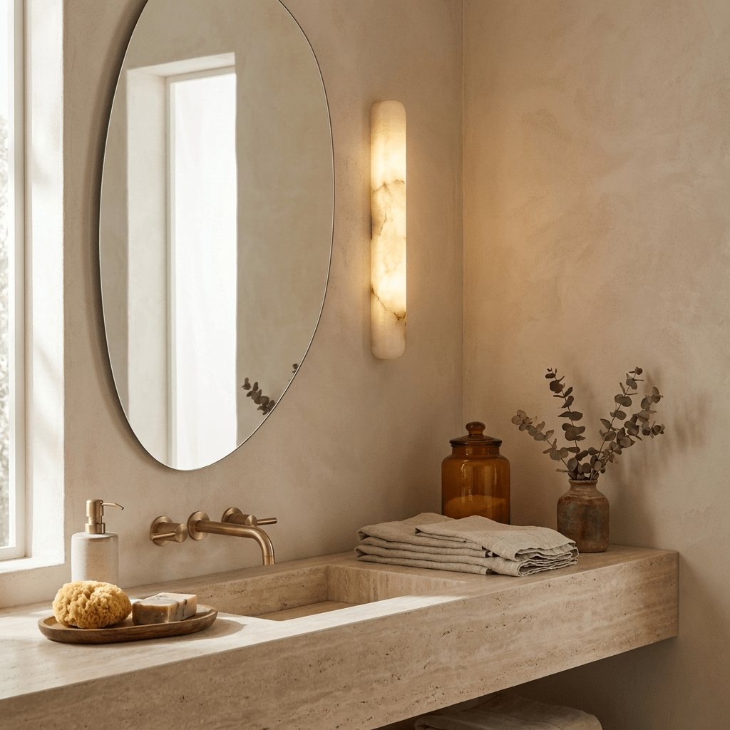 Alderstone Slim Alabaster Linear Indoor Wall Light
