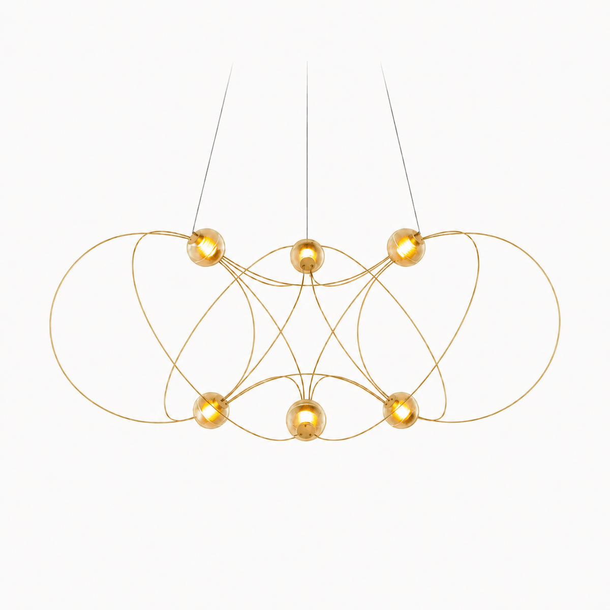 Amber Glass Orb Loop Chandelier