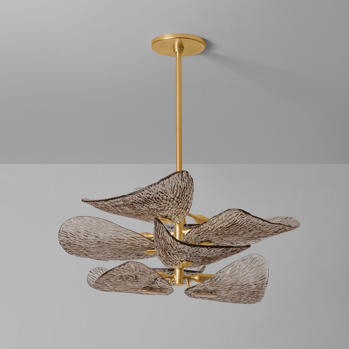 Celaline Chandelier Cardiff Piastra Glass Petal Layered Bronze