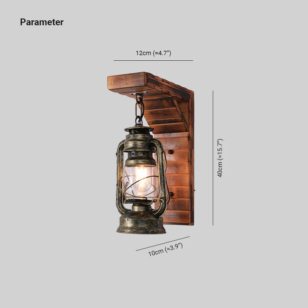 Lyros Lantern Vintage Wooden Rustic Wall Lamp - Neutral Decor