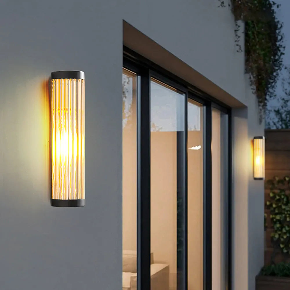 Yoru Modern Semi-Cylindrical Metal/Glass Outdoor Wall Lamp, Black - Neutral Decor