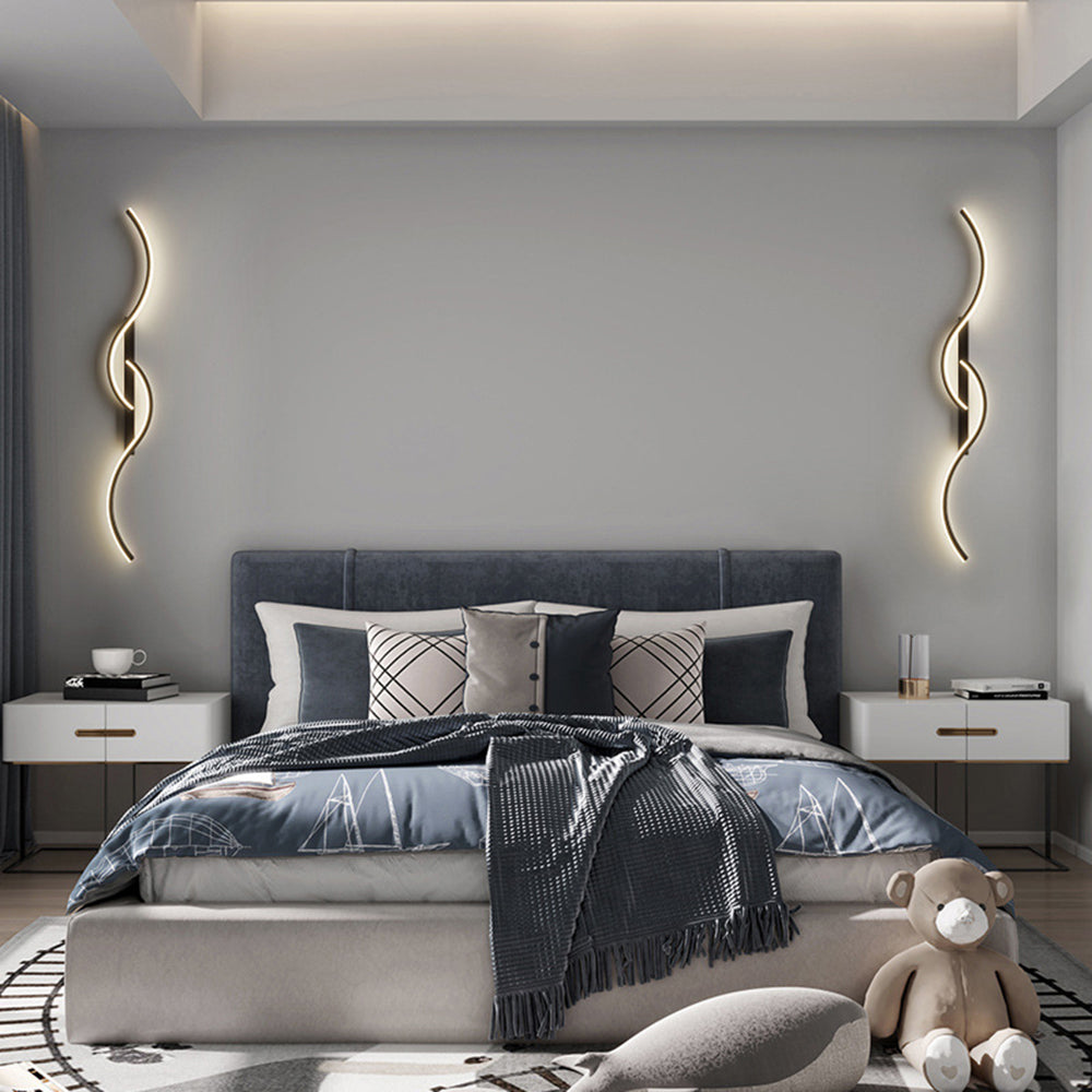 Arisha Modern Linear Wave Bedroom Wall Lamp Living Room - Neutral Decor