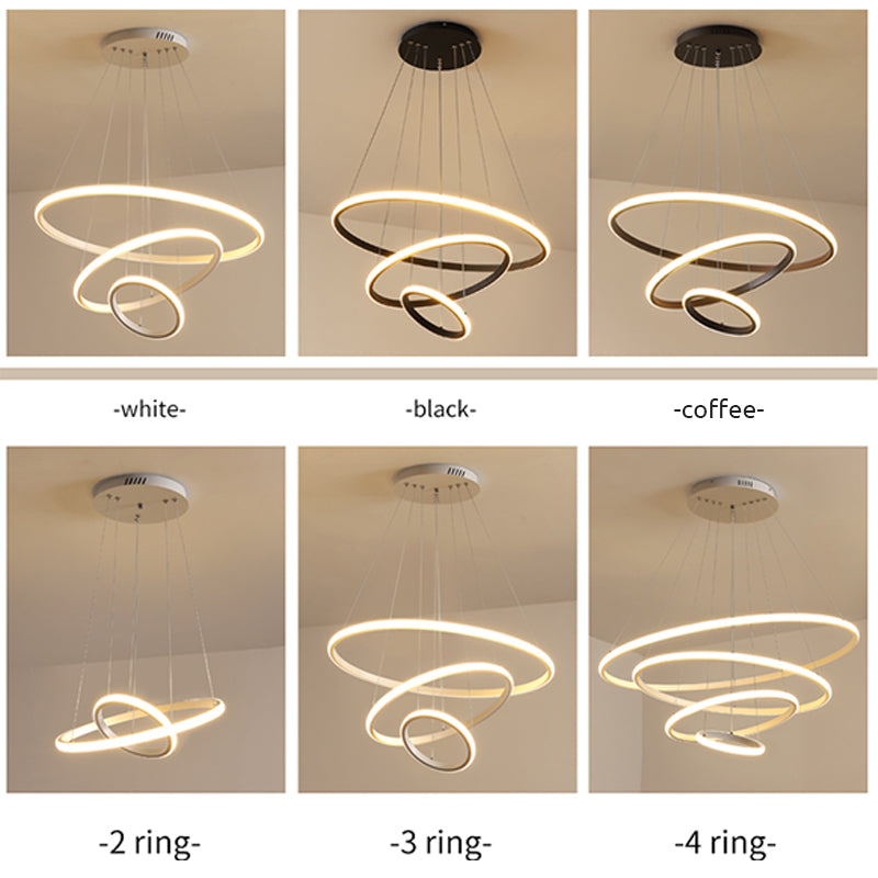 Arisha Modern Ring /Silicon Pendant Light, 2/3/4 Rings - Neutral Decor