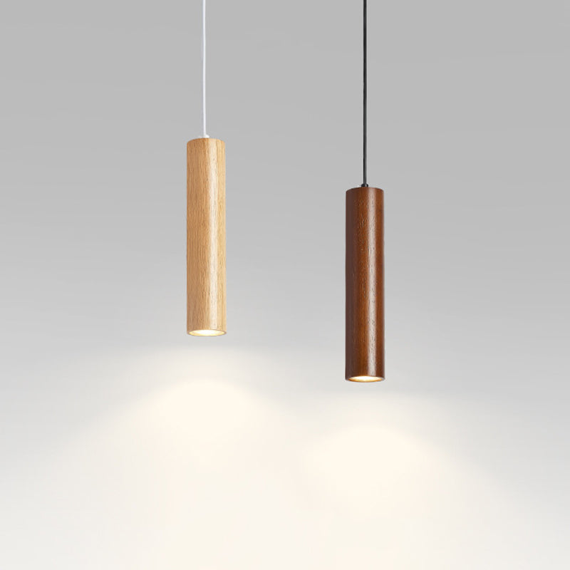 Muto Cylindrical Wood Pendant Light for Bedroom Kitchen Island - Neutral Decor