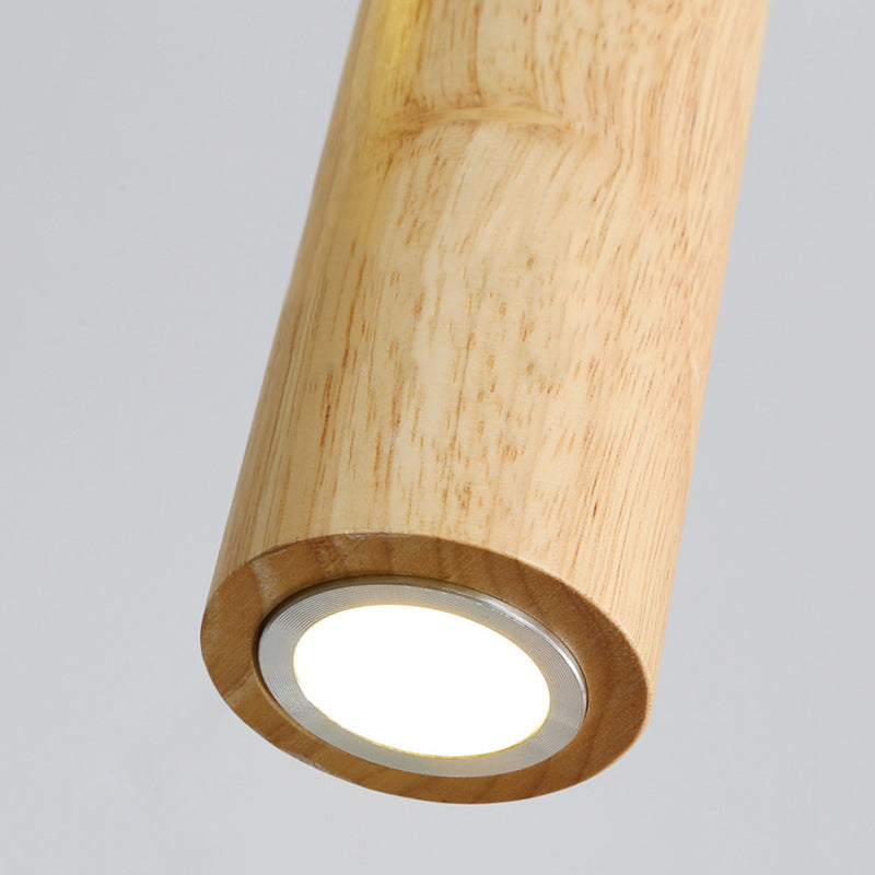 Muto Cylindrical Wood Pendant Light for Bedroom Kitchen Island - Neutral Decor