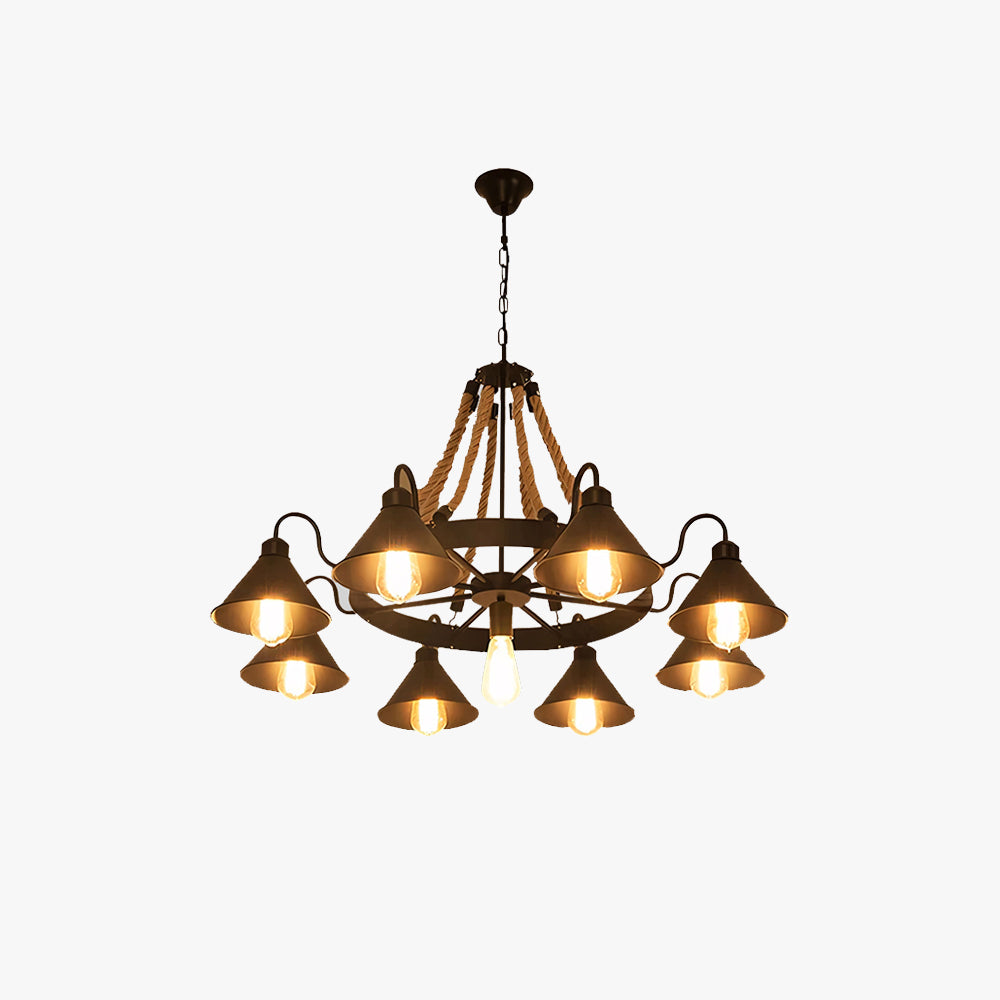 Epoch Vintage Industrial Rope Chandelier Living Room - Neutral Decor