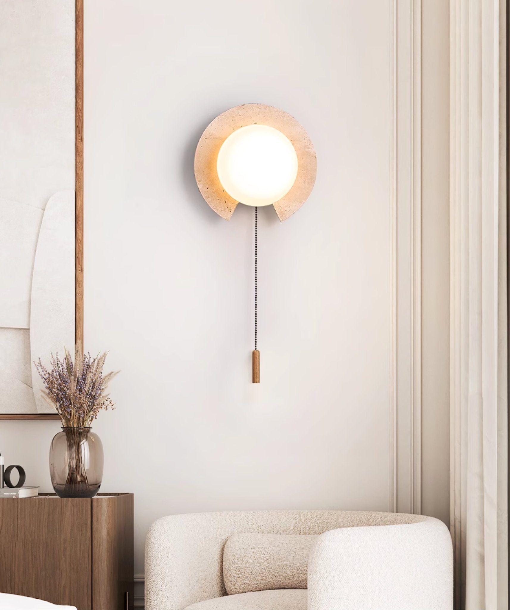 Zamaryra Semi-Circular Travertine Wall Light