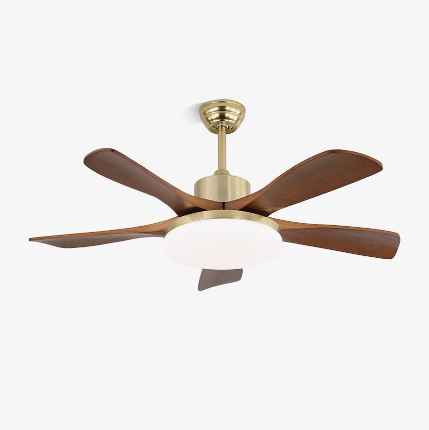 Elara Modern Brass Wood Ceiling Fan Light - Neutral Decor