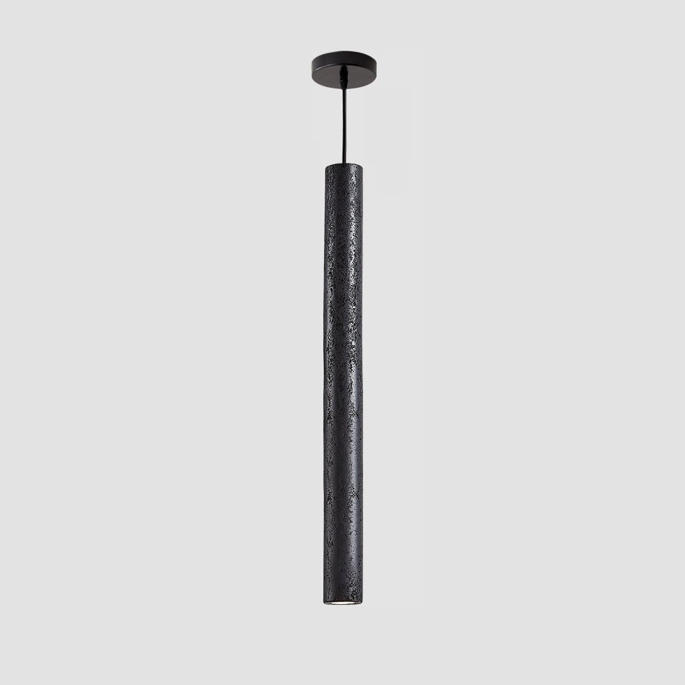 Fosb Slim Black Travertine Tube Pendant Light