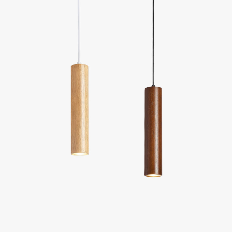 Muto Cylindrical Wood Pendant Light for Bedroom Kitchen Island - Neutral Decor