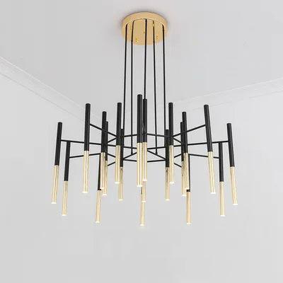 Solara Chandelier Modern Rods Black Gold - Neutral Decor