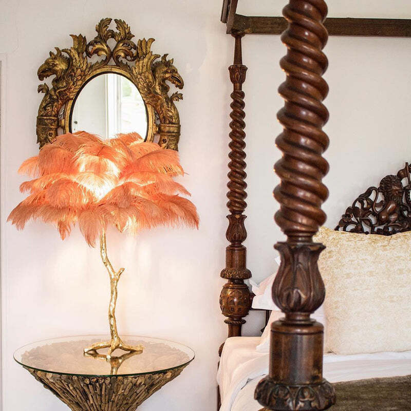 O'Moore Nordic Luxury Unique Ostrich Feather Floor Lamp/Table Lamp - Neutral Decor
