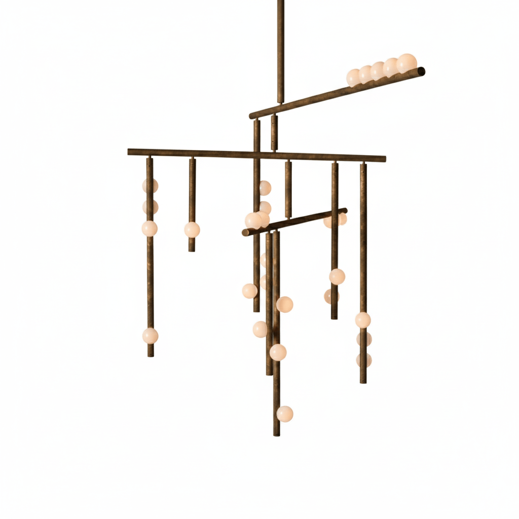 Miraview Brass Glass Drop Chandelier