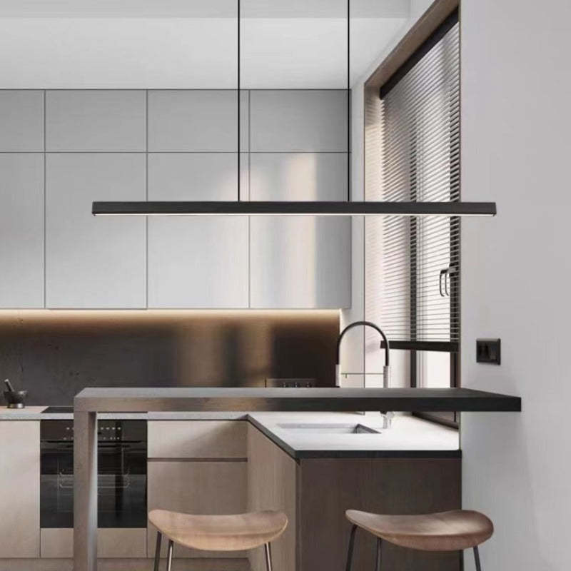 Thala Modern Linear Metal LED Pendant Light Black/Brown - Neutral Decor