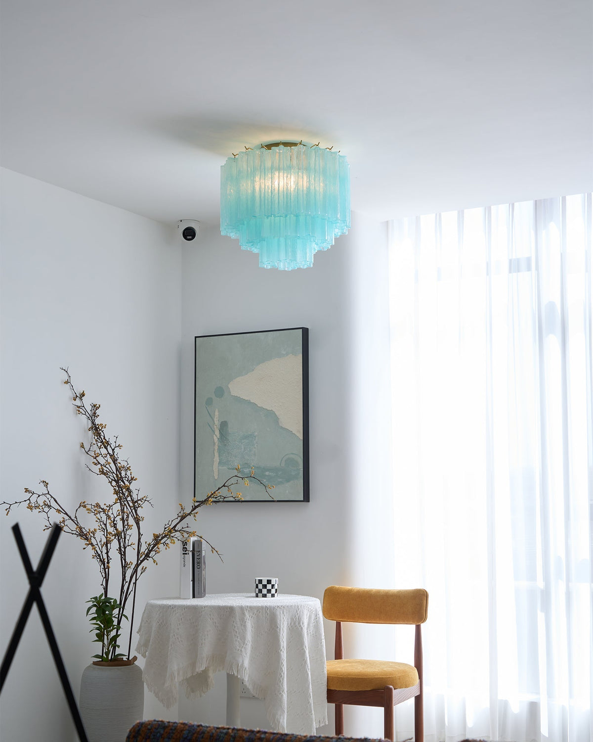 Velelena Ceiling Lamp White Murano Glass Layered Elegant Modern