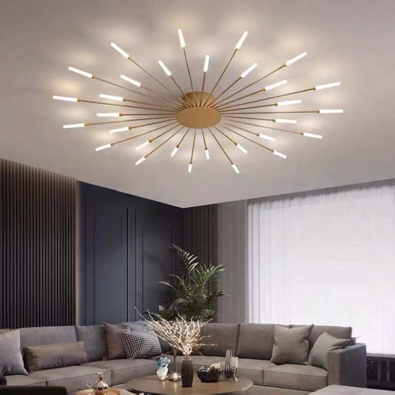 Wesley Flush-Mount Ceiling Light Fireworks, Black/Gold - Neutral Decor