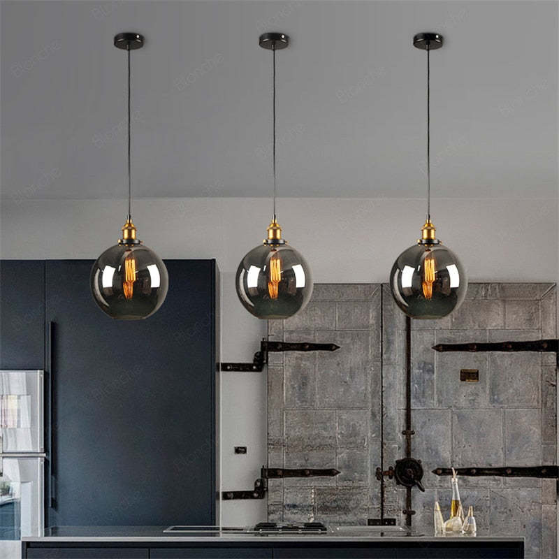Arisha Industrial /Glass Pendant Light Dining Room - Neutral Decor
