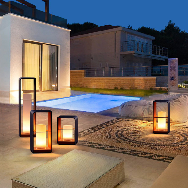 Ray Minimalist Cuboid Candle Outdoor Floor Lamp Garden - Neutral Decor