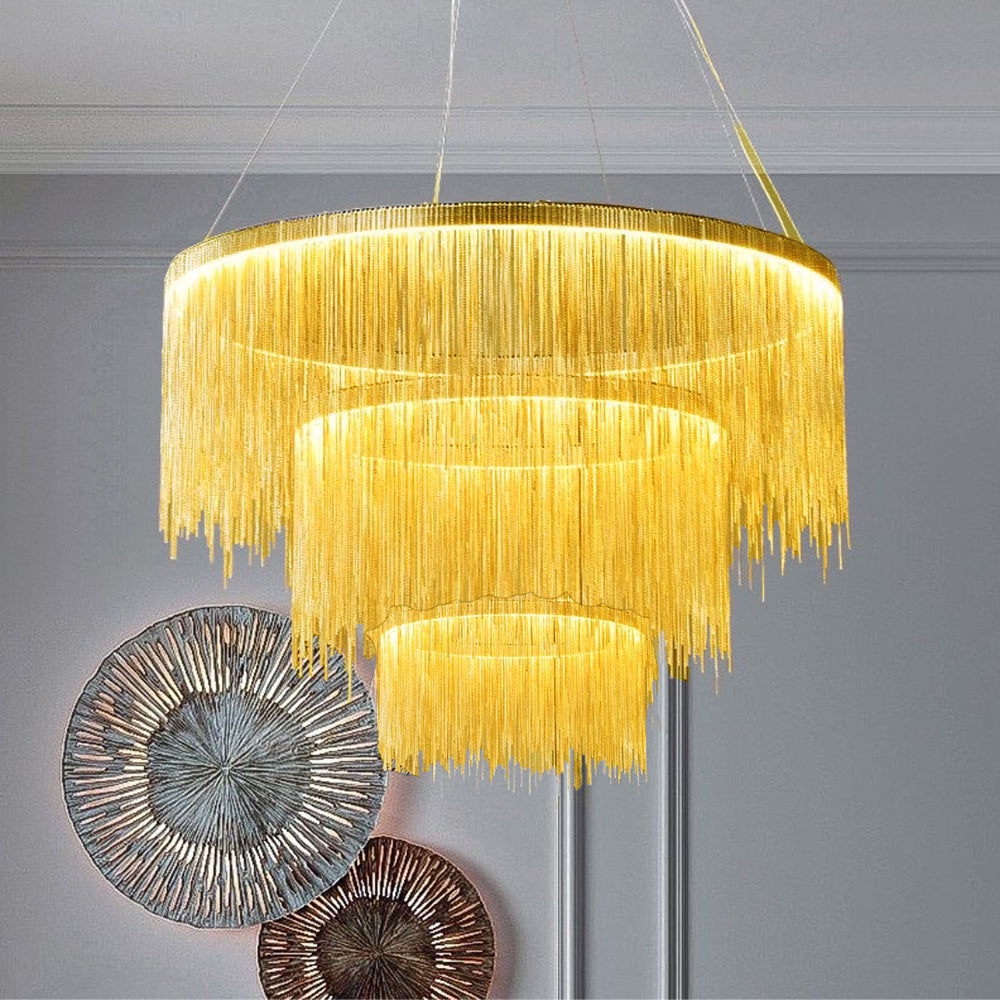 Arisha Tassel Chain Art Deco Pendant Light Living Room Hall - Neutral Decor