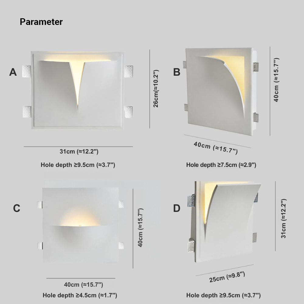 Aria Modern Recessed Plaster LED Wall Lamp - Neutral Decor