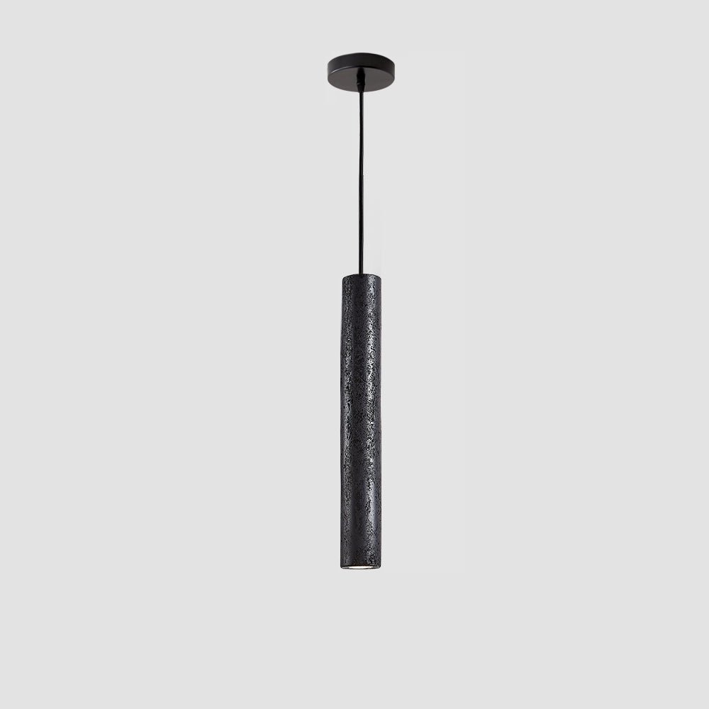 Fosb Slim Black Travertine Tube Pendant Light