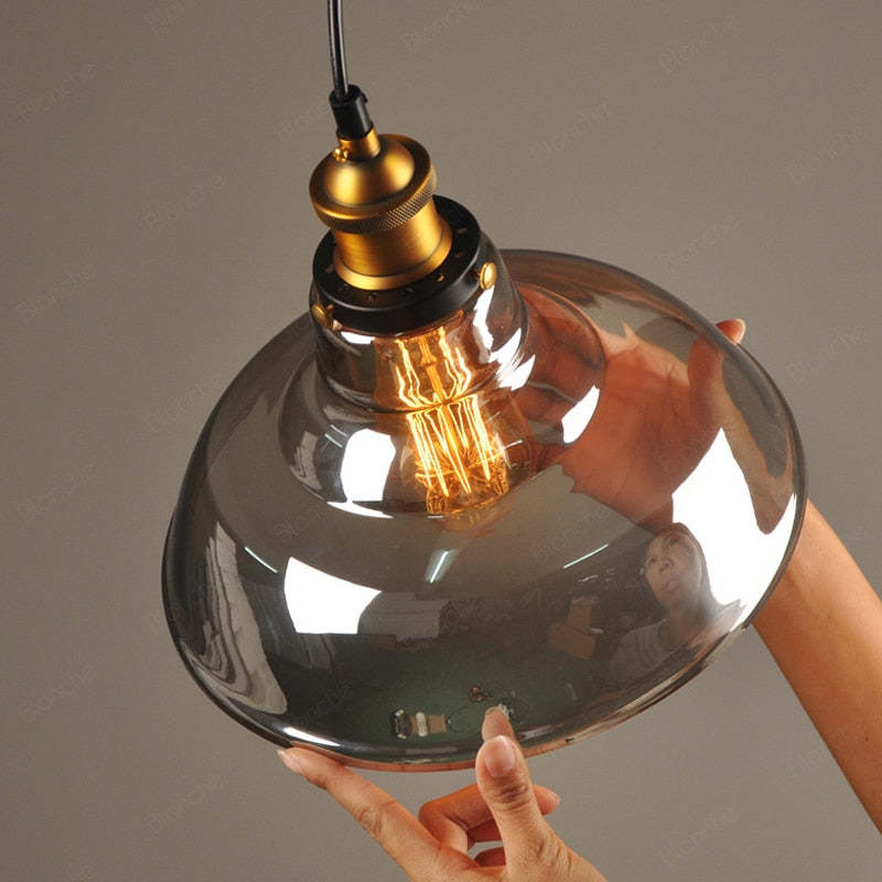 Arisha Industrial /Glass Pendant Light Dining Room - Neutral Decor