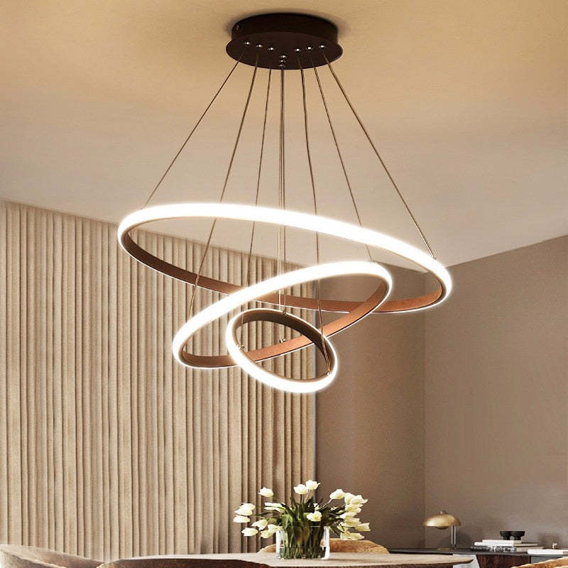 Arisha Modern Ring /Silicon Pendant Light, 2/3/4 Rings - Neutral Decor