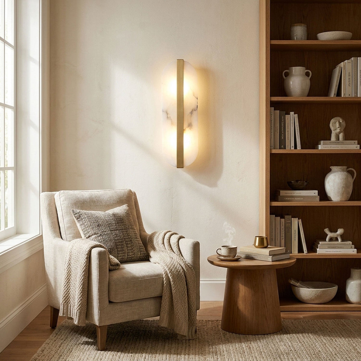 Fioraview Long Ellipse Alabaster Indoor Wall Light