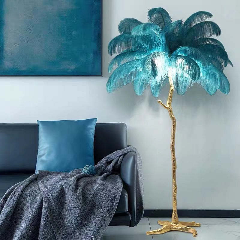O'Moore Nordic Luxury Unique Ostrich Feather Floor Lamp/Table Lamp - Neutral Decor