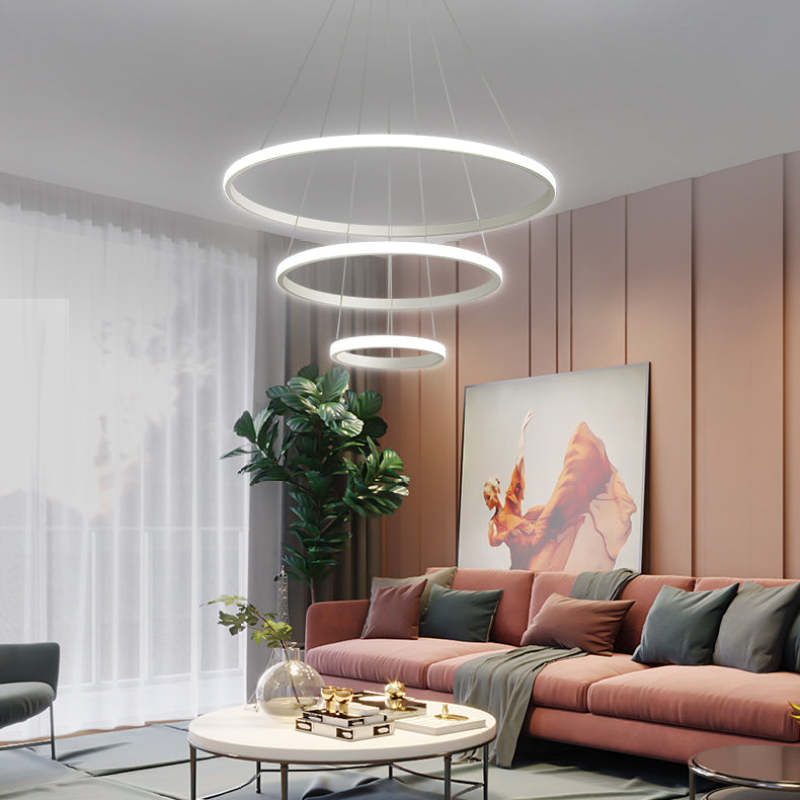 Arisha Modern Ring /Silicon Pendant Light, 2/3/4 Rings - Neutral Decor